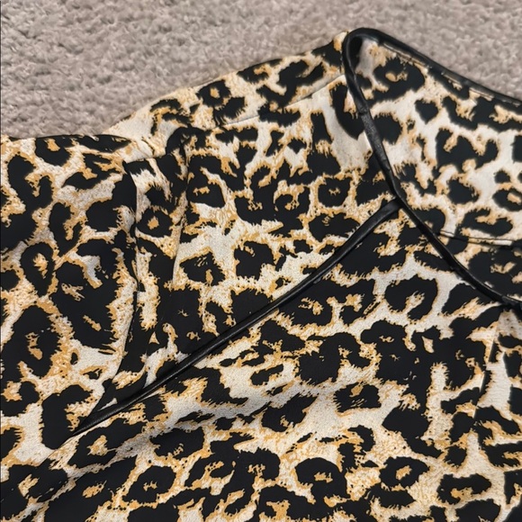 Essentials by ABS Leopard Print Top with Black Leather Trim - Picture 4 of 10